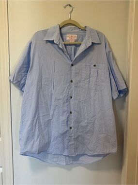CC Filson Button Down Short Sleeve Shirt Mens XL Light Blue Western 100% Cotton